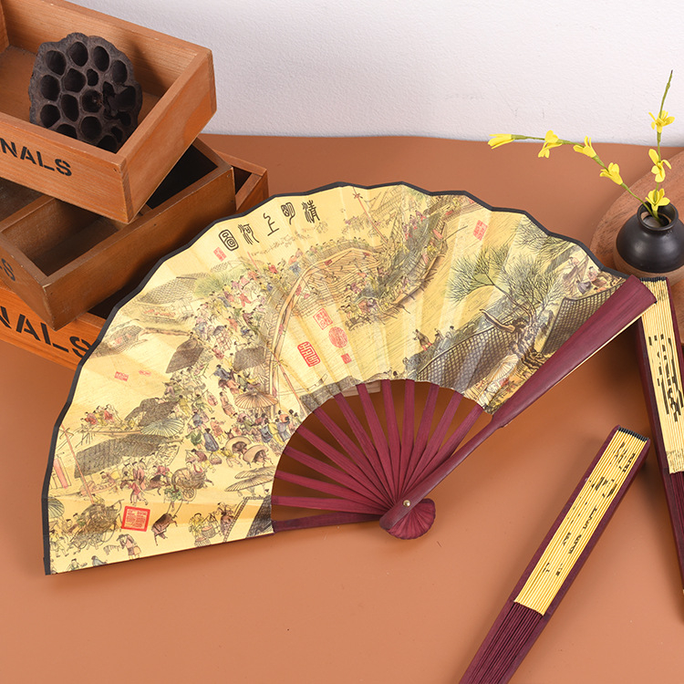 Ανεμιστήρας Προσαρμοσμένος Πτυσσόμενος Ανεμιστήρας Qingming Shanghe Σχήμα Κινέζικου Στυλ Εξαιρετικός Ανεμιστήρας Μεταξωτού Υφάσματος Διαφήμιση Αντίκες Ανεμιστήρας Χονδρική
