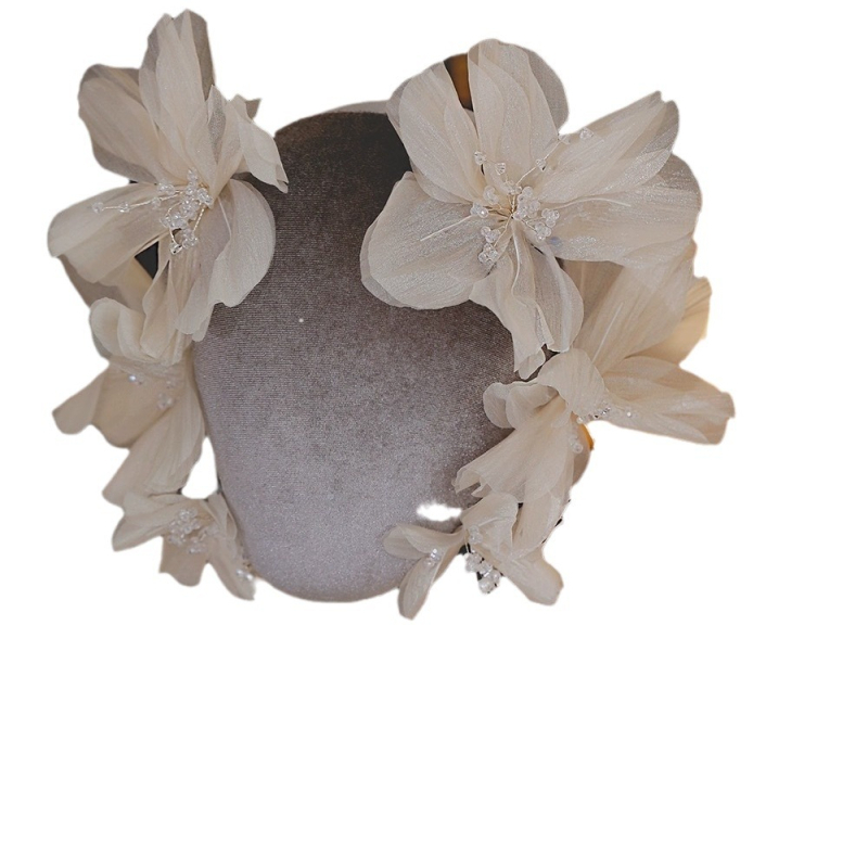 Könnyű teafa Hajvirág Menyasszonyi Fejdísz Hajtű Tündér Nagy Virág Hajkiegészítők Tassel Mori Romantikus Esküvői Ékszerek Esküvő