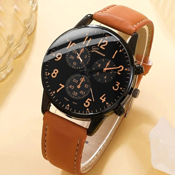 Νέο βραχιόλι χαλαζία ρολογιών νέας μόδας για άνδρες εξωτερικού εμπορίου με τρία μάτια