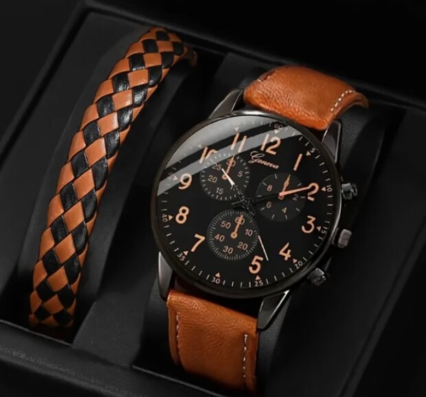 Új Külkereskedelmi Férfi Három Szemű Üzleti Divat Öv Kvarcóra Szövött Karkötő