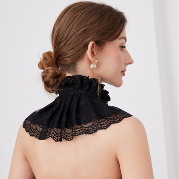 Διασυνοριακό Γαλλοευρωπαϊκό Κολάρο Ευγενούς Ροκοκό Vintage Πλισέ Δαντελένιο Σάλι με Δαντέλα, Γυναικείο Κολάρο Υψηλής Ποιότητας