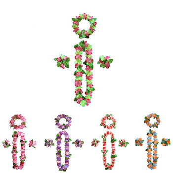 Mereäärne rand Hawaii vaniku kroonlehega 12 värvi neljaosaline kaelakee, pea, sõrmus, käevõru pühadekaunistused