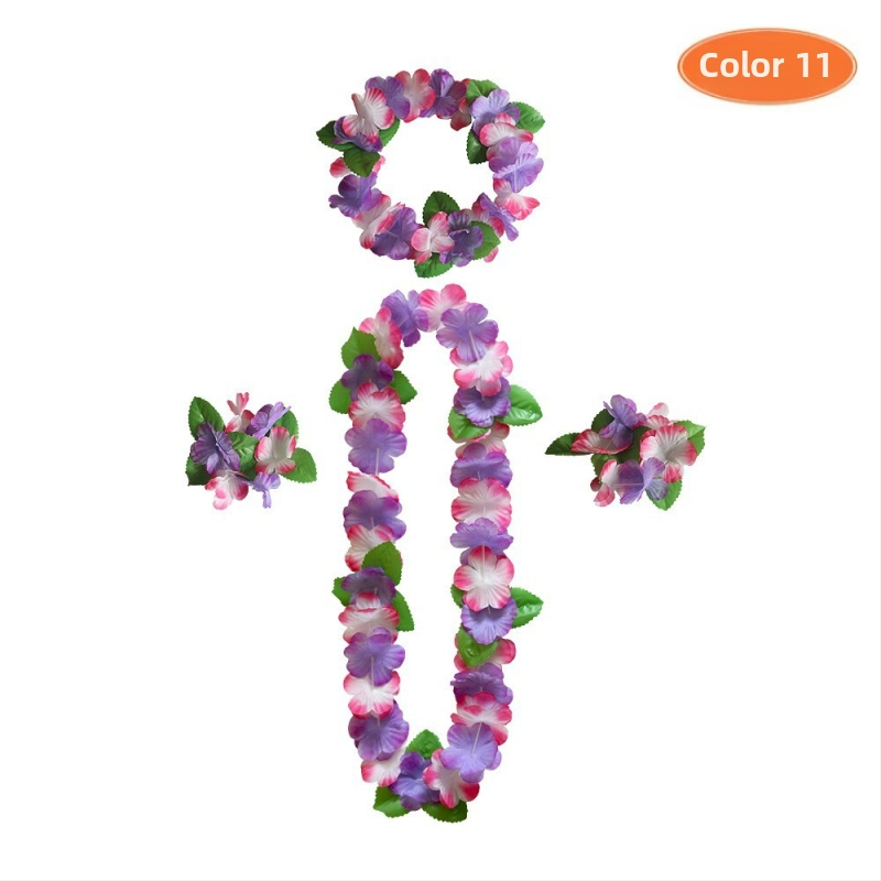 Mereäärne rand Hawaii vaniku kroonlehega 12 värvi neljaosaline kaelakee, pea, sõrmus, käevõru pühadekaunistused