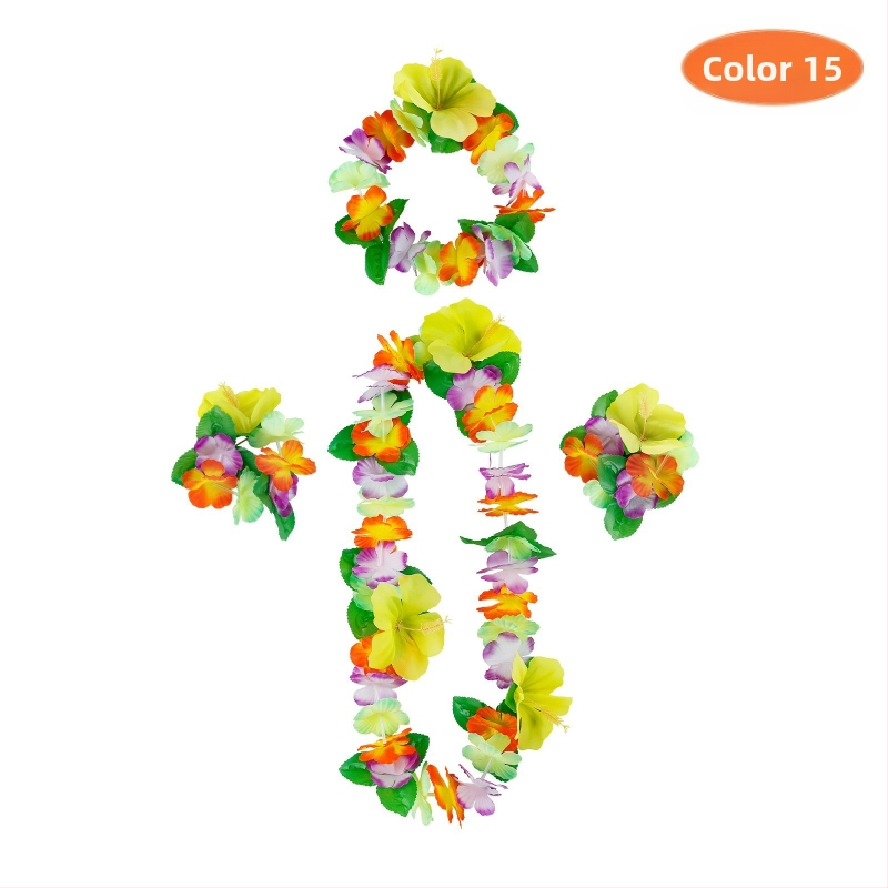 Mereäärne rand Hawaii vaniku kroonlehega 12 värvi neljaosaline kaelakee, pea, sõrmus, käevõru pühadekaunistused