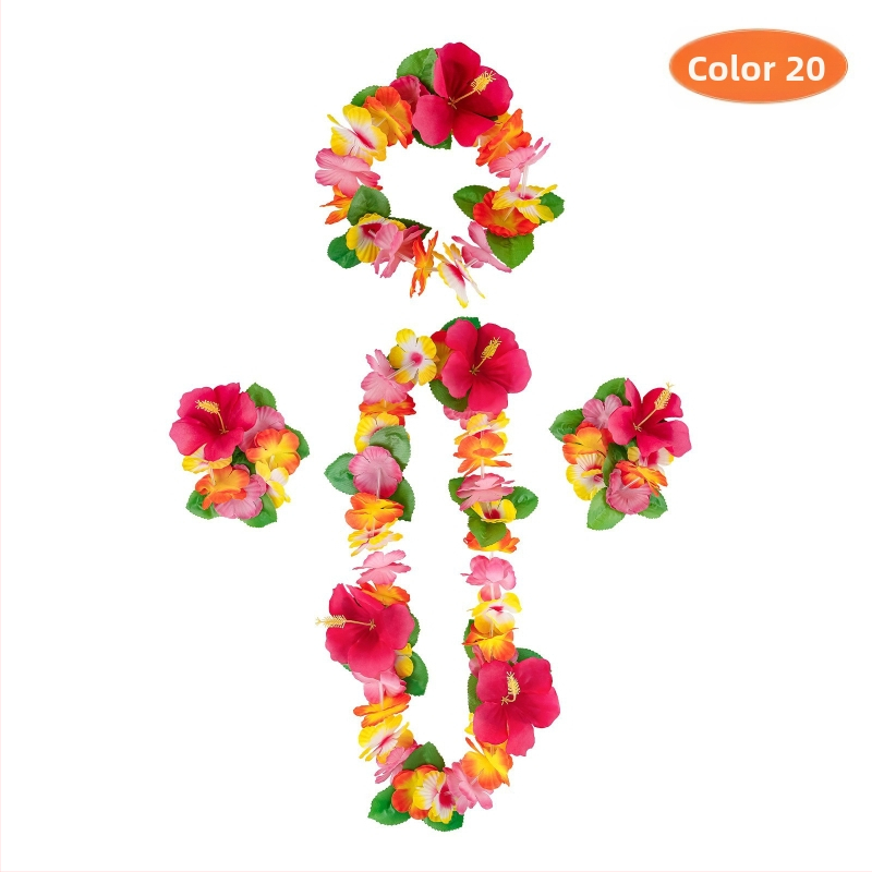 Mereäärne rand Hawaii vaniku kroonlehega 12 värvi neljaosaline kaelakee, pea, sõrmus, käevõru pühadekaunistused