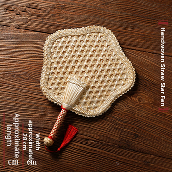 Nisuõlgedest lehvik, käsitsi kootud, vanamoodne, suur hundinui-lehter, banaanist ümmargune lehvik, õlgedest kootud, suvine, lastele mõeldud, kaasaskantav, klassikaline hiina stiil