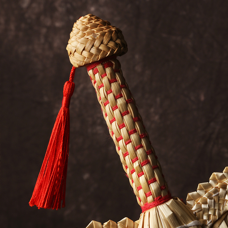 Ръчно плетен ветрилообразен вентилатор от пшенична слама в старомоден голям ветрилообразен кръгъл ветрилообразен вентилатор от банан, плетен от слама, летен, детски, преносим, класически китайски стил