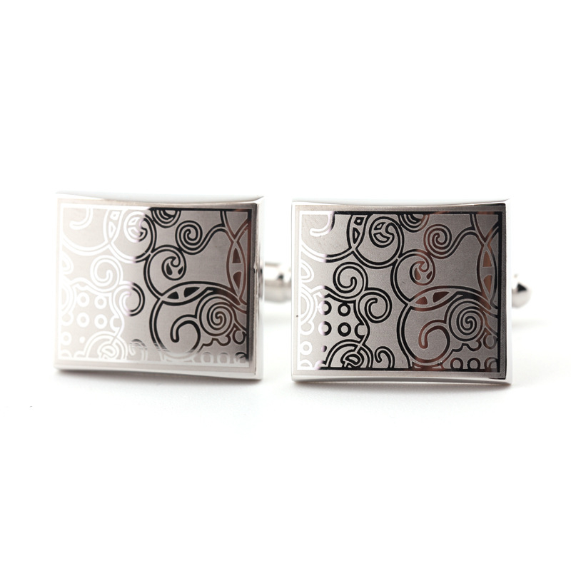 Sárgaréz lézermintás téglalap alakú francia ing férfi mandzsettagombok mandzsettagombok bedugós mandzsettagombok