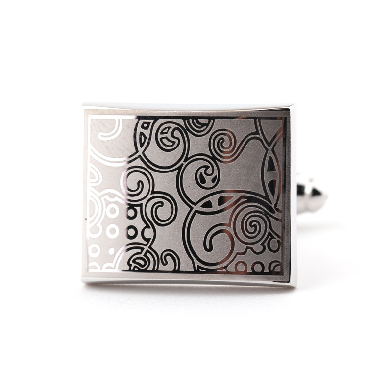 Sárgaréz lézermintás téglalap alakú francia ing férfi mandzsettagombok mandzsettagombok bedugós mandzsettagombok