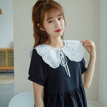 Pitsiline väike keep naistele suvine valge päikesekaitse seeliku lipsuga ja valekraega