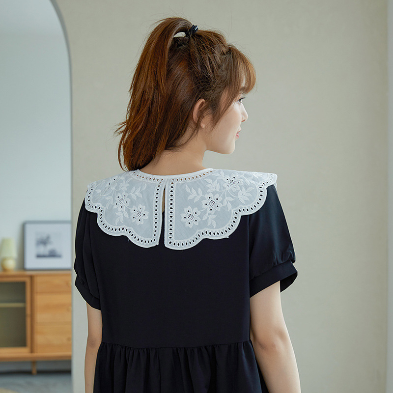 Pitsiline väike keep naistele suvine valge päikesekaitse seeliku lipsuga ja valekraega