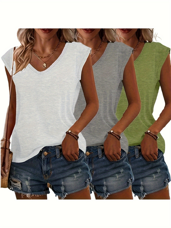 Sokoldalú, aranyos, 3 darabos, könnyű, hétköznapi, V-nyakú, határokon átnyúló ruha