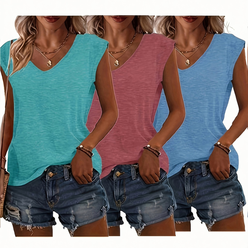 Sokoldalú, aranyos, 3 darabos, könnyű, hétköznapi, V-nyakú, határokon átnyúló ruha