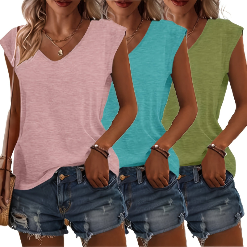 Sokoldalú, aranyos, 3 darabos, könnyű, hétköznapi, V-nyakú, határokon átnyúló ruha