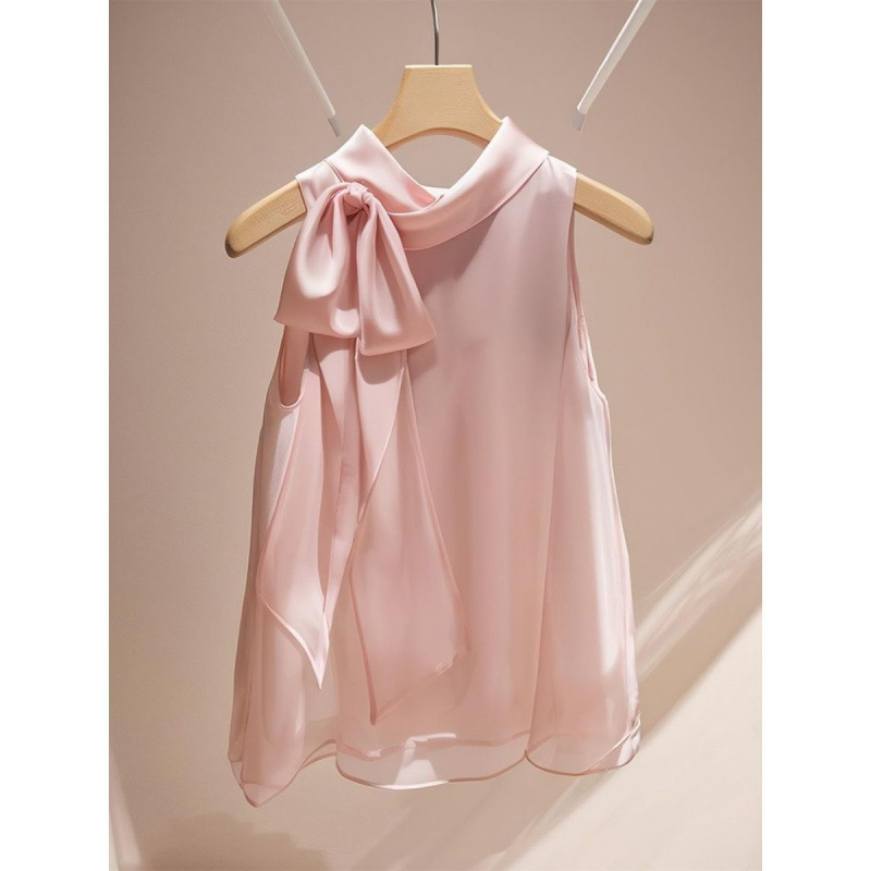 Francia stílusú, enyhén érett, niche lila szatén masnis női nyári, egyedi, tündéri, gyönyörű, lenge ujjatlan felső