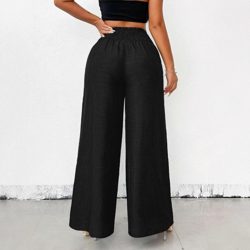 2025 Amazon új európai és amerikai, határokon átnyúló női divatos, életkorcsökkentő, retró, magas derekú, rugalmas, széles szárú nadrág nőknek