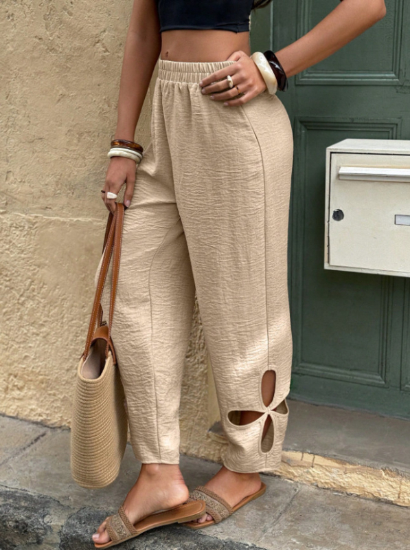 Európai és amerikai külkereskedelmi új, határokon átnyúló Amazon női egyszínű, üreges, kényelmes sport- és hétköznapi nadrág, kizárólag Tim Tk-tól