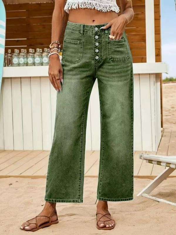 Új női farmer gombos, rugalmas, laza, kilencpontos szabású nadrág