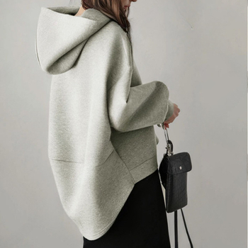 Raktáron lévő japán stílusú 2024 tavaszi/nyári új, egyszerű, egyszínű, bő kapucnis pulóver nőknek