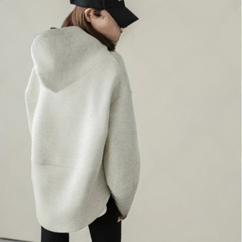 Raktáron lévő japán stílusú 2024 tavaszi/nyári új, egyszerű, egyszínű, bő kapucnis pulóver nőknek