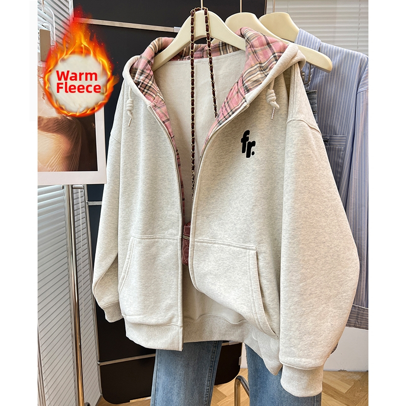 Design Sense paksendatud niši kardiganiga kapuutsiga kampsun naistele 2024. aasta uus sügis- ja talvel laisa stiiliga pealismantel