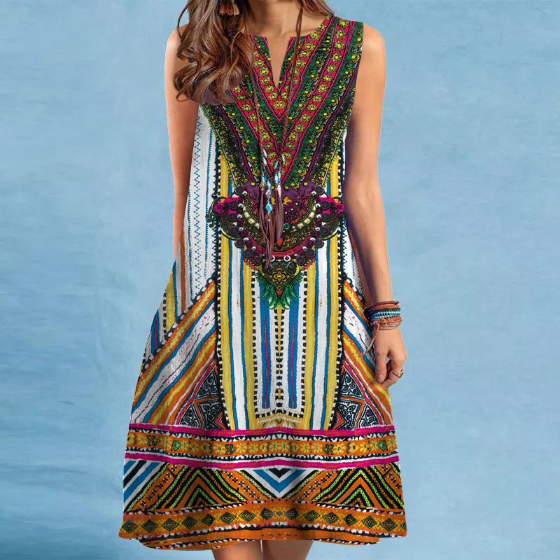 Divatos elegáns temperamentumos nyomtatott, bevágott rövid ujjú ruha Női 2025 tavaszi és nyári új rövid ujjú ruha