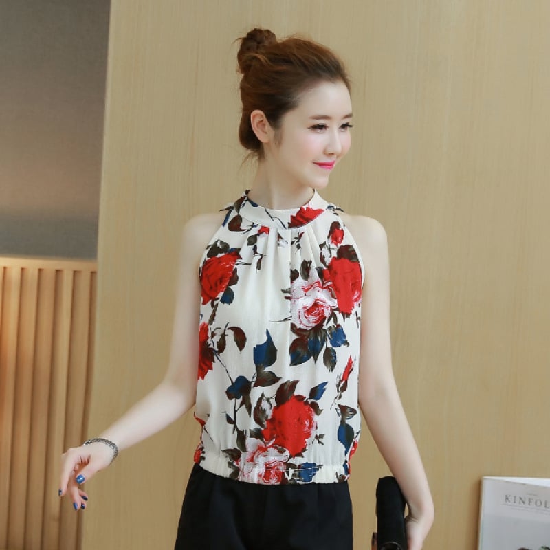 2025 új nyári koreai stílusú, nagy méretű, sokoldalú, ujjatlan, pántnélküli, kis ing, hasat takaró, divatos sifon ing nőknek