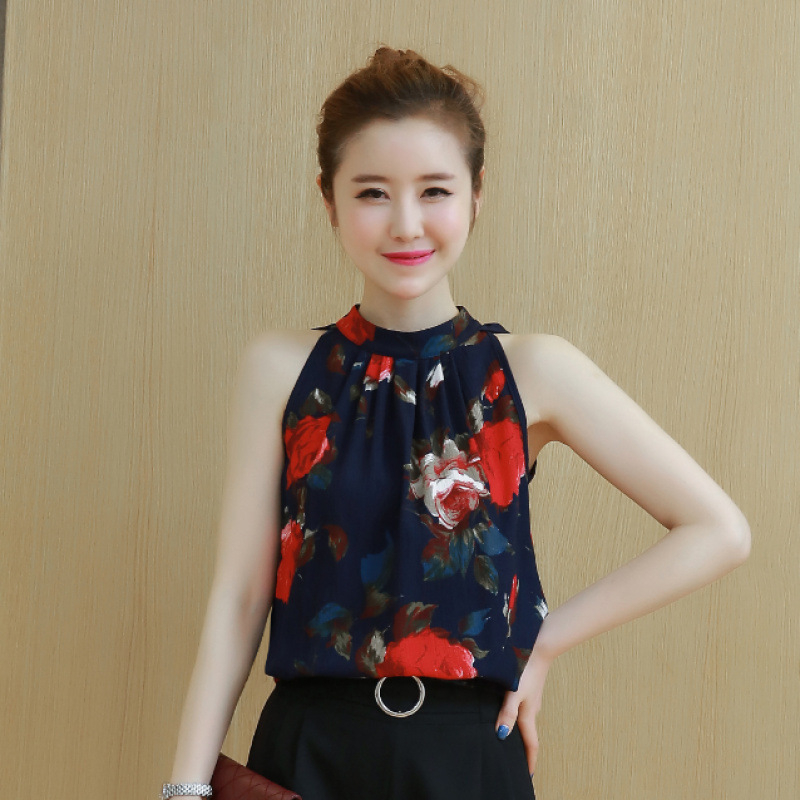 2025 új nyári koreai stílusú, nagy méretű, sokoldalú, ujjatlan, pántnélküli, kis ing, hasat takaró, divatos sifon ing nőknek