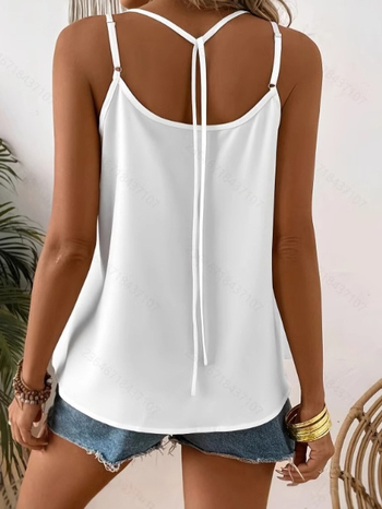 Καλοκαιρινό, μικρό γιλέκο Crossborder Explosions, μονόπετο, σέξι, αμάνικο, με τιράντες και κομψή μπλούζα για τις μετακινήσεις