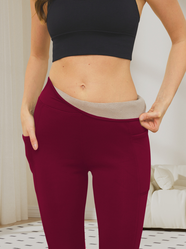Határokon átnyúló, zsebes, vastagított bársony leggings, magas derekú, hasformáló női, vastagított, meleg leggings külső viseletre