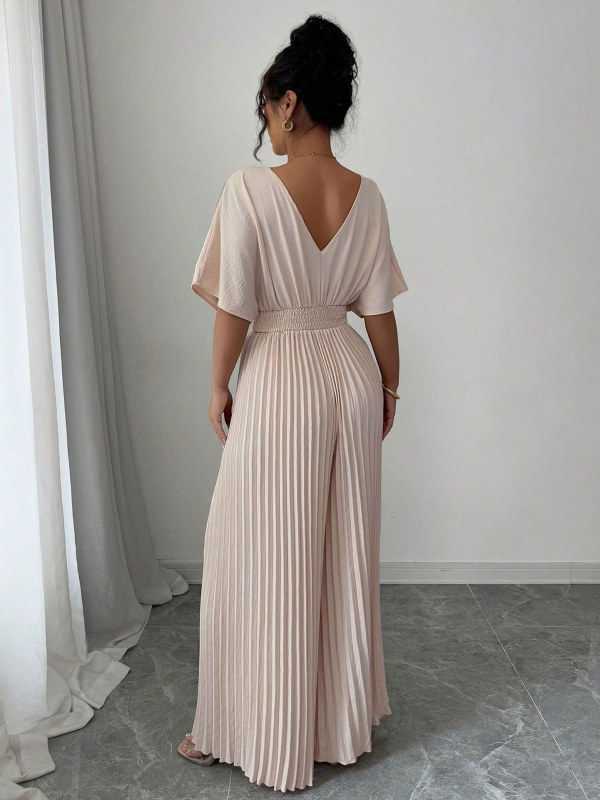 2025 Új Női Egyszínű, Mély V-nyakú, Denevérszárnyas, Rakott Elegáns Overall