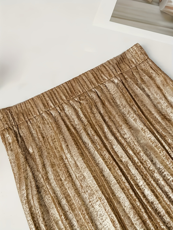 2025 Új, határokon átnyúló, dropshipping női, magas derekú, rakott, A-vonalú midi szoknya, egyszínű, határokon átnyúló