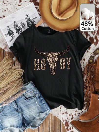 Shein Essnce leopárdmintás "New York" grafikus karcsúsított pulóver