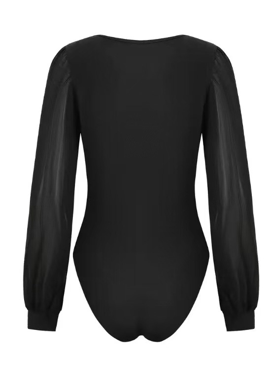 Európai és amerikai, határokon átnyúló női egyszínű, sifon, buborékos ujjú overál