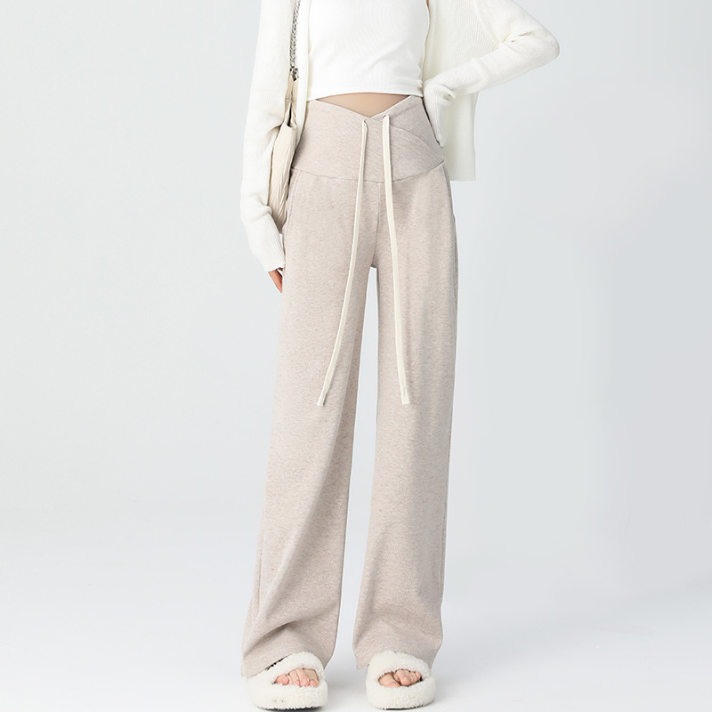 Rasedate naiste kevad- ja sügisriided 2024 uued fliisvoodriga laiad püksid, varase raseduse püksid, sügis-talveriided