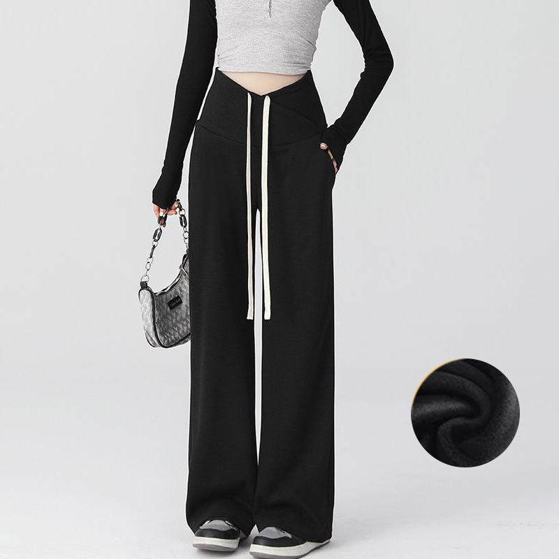 Rasedate naiste kevad- ja sügisriided 2024 uued fliisvoodriga laiad püksid, varase raseduse püksid, sügis-talveriided