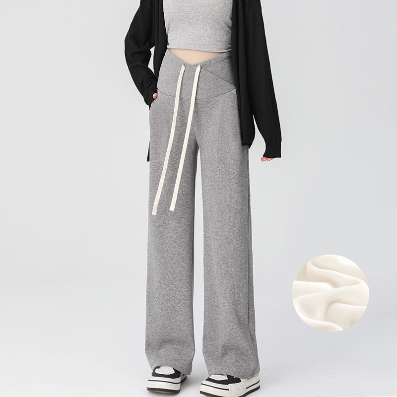 Rasedate naiste kevad- ja sügisriided 2024 uued fliisvoodriga laiad püksid, varase raseduse püksid, sügis-talveriided