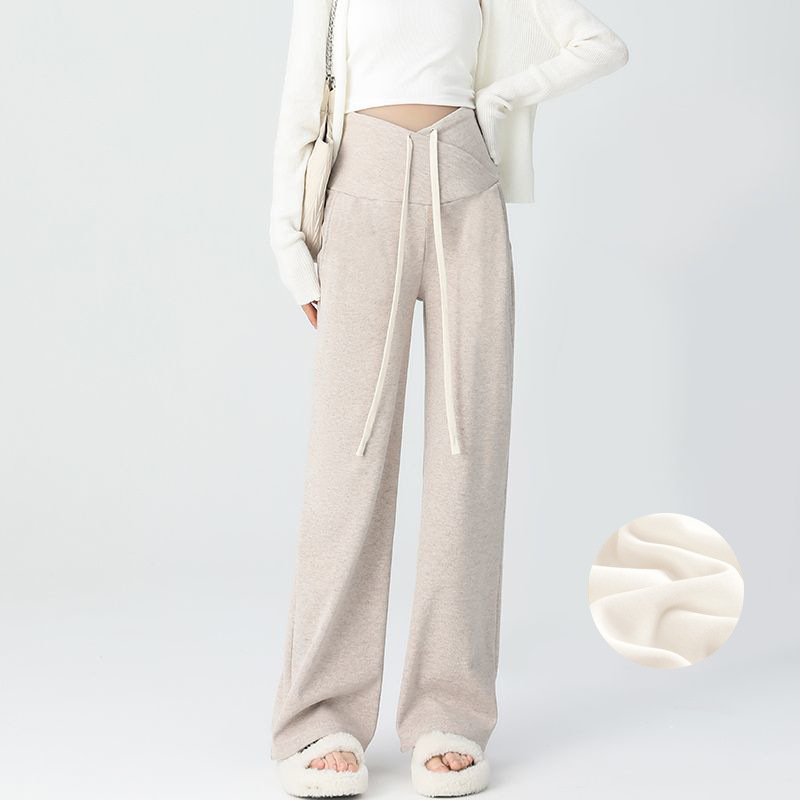 Rasedate naiste kevad- ja sügisriided 2024 uued fliisvoodriga laiad püksid, varase raseduse püksid, sügis-talveriided