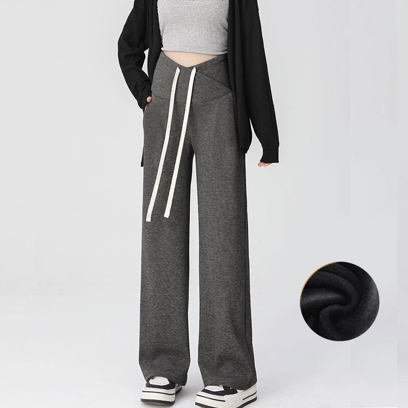 Rasedate naiste kevad- ja sügisriided 2024 uued fliisvoodriga laiad püksid, varase raseduse püksid, sügis-talveriided