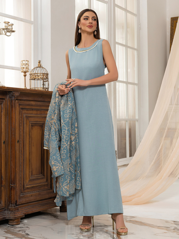 raktáron Határokon átnyúló 2025 Közel-keleti muszlim ruházat Divat Elegáns belső kardigán Hímzett kosztümruha Köntös