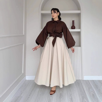 Γυναικεία Ρούχα 2025 Ευρώπη και Αμερική Amazon Διασυνοριακό Εξωτερικό Εμπόριο Ψηλή Μέση Μεγάλη Κούνια Ακανόνιστο Λεπτό Εξωτερικό Επίπεδο Σετ Δύο Τεμαχίων