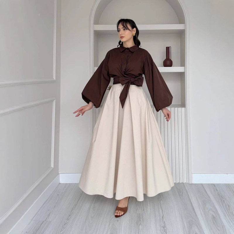 2025 m. moteriški drabužiai Europoje ir Amerikoje, „Amazon“, tarpvalstybinė užsienio prekyba, aukštas juosmuo, didelės sūpynės, netaisyklingas, plonas, išorinis, dviejų dalių komplektas