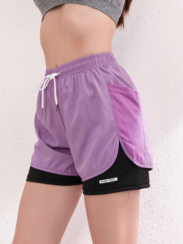 2025-ös nyári hamis kétrészes futónadrág férfiaknak, sport fitnesz gyorsan száradó nadrág, páros stílusú, lélegző, sportos hárompontos rövidnadrág