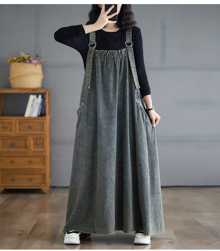 plus size női ruházat kézműves wrap színes farmer strb ruha terhes nők plus size retró laza karcsú hosszú nagy ruha