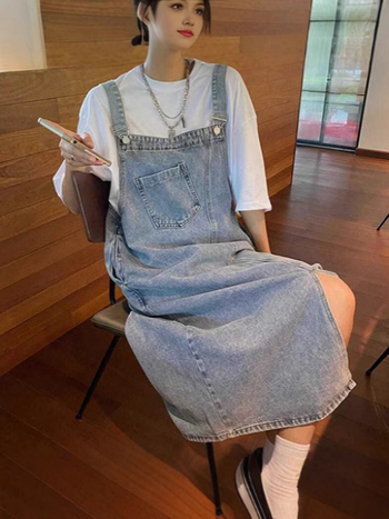 2025-ös farmerpántos szoknya női dizájn Sense Niche elegáns pántos szoknya tavaszi és nyári bő ruha