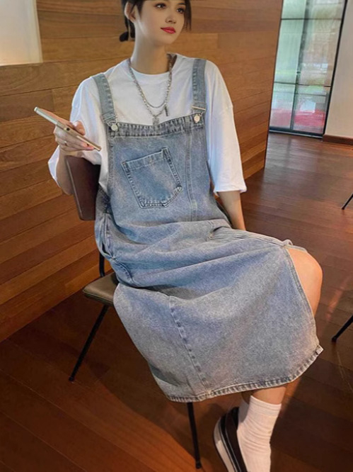 2025-ös farmerpántos szoknya női dizájn Sense Niche elegáns pántos szoknya tavaszi és nyári bő ruha