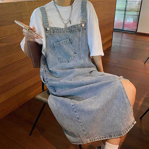 2025-ös farmerpántos szoknya női dizájn Sense Niche elegáns pántos szoknya tavaszi és nyári bő ruha