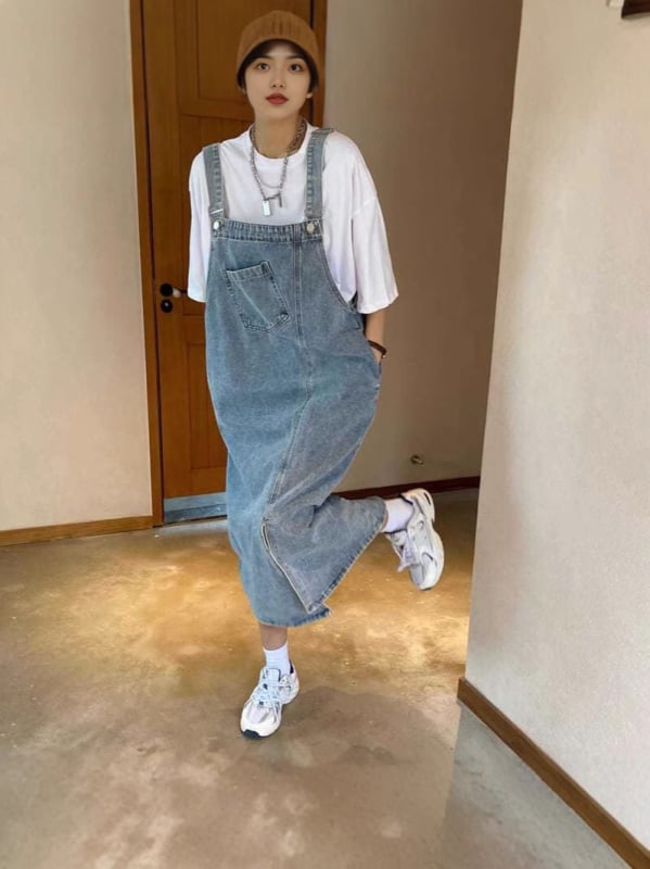 2025-ös farmerpántos szoknya női dizájn Sense Niche elegáns pántos szoknya tavaszi és nyári bő ruha