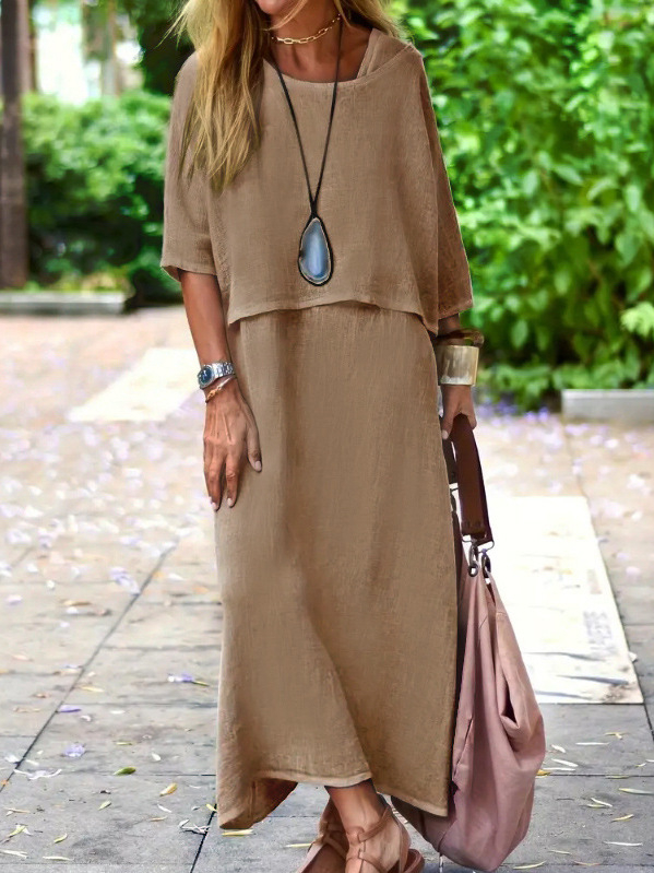 Európai és amerikai határokon átnyúló női ruházat Amazon Temu népszerű öltöny kerek nyakú pulóver alkalmi laza tengerparti hosszú szoknya