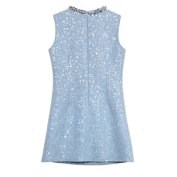 Nova ženska teška haljina bez rukava s dijamantima, mirisnim stilom, perlicama i šupljim šljokicama iz 2025.